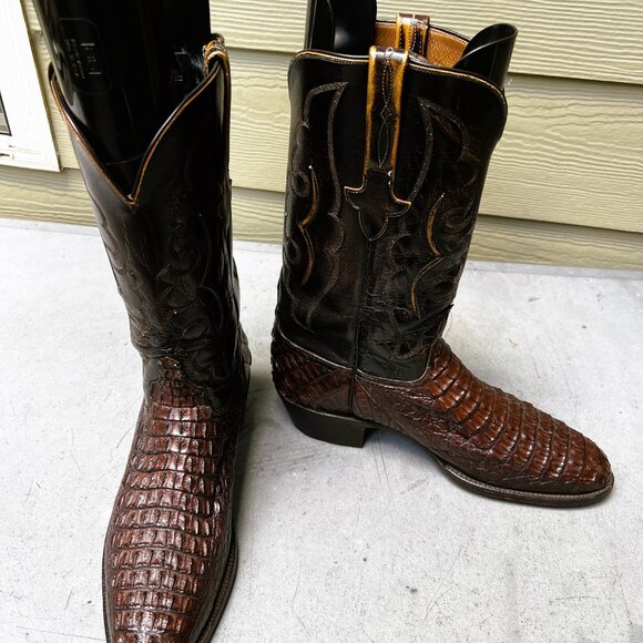 Vintage Lucchese Handmade Sienna-Brown Ultra Hornback Cowboy Boots in Men\'s 11D main image 3